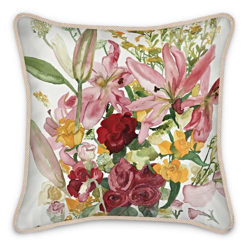 A Rose for You My Love Silk Cushion