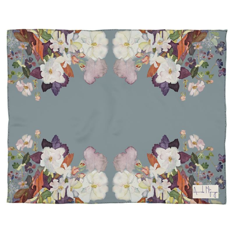 White Roses Silk Shawl